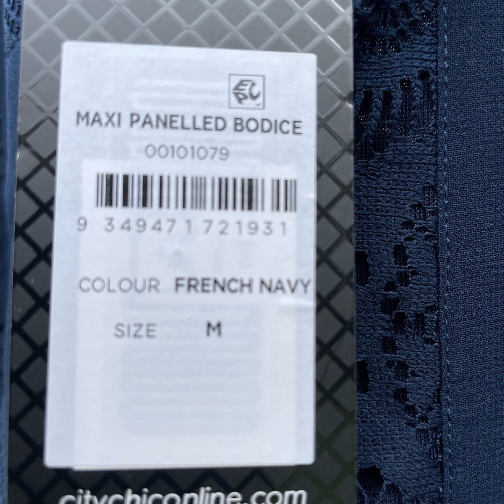 City Chic Paneled Bodice Maxi Dress French Navy - Picture 6 of 10